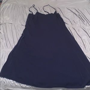 Navy blue midi spaghetti strap dress